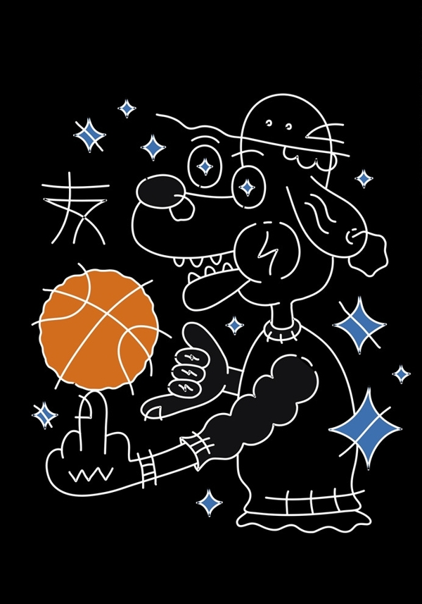 卡通狗篮球矢量图下载