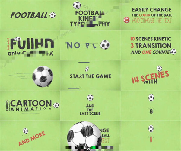 卡通足球主题的活泼文字版式动画AE模板