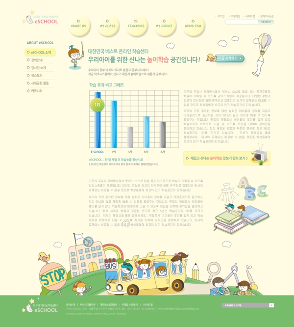 卡通学校网页psd模板