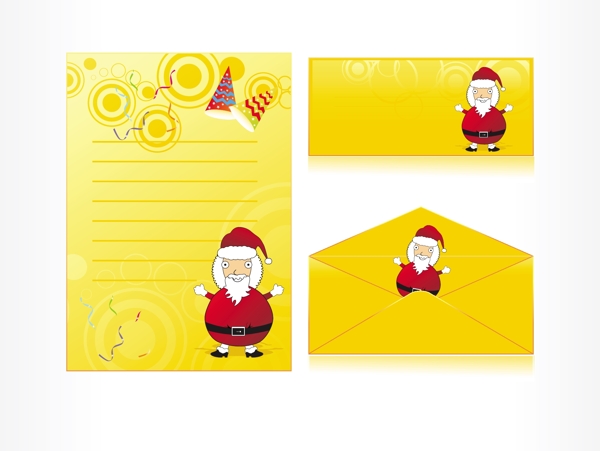 圣诞老人在圣诞信封信头黄