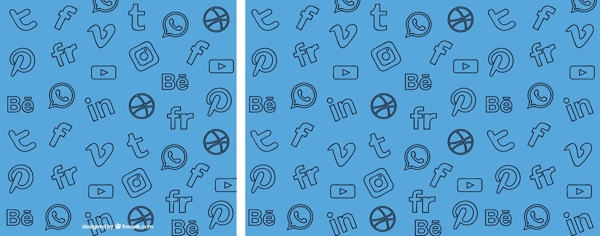 蓝色背景与装饰社交网络图标