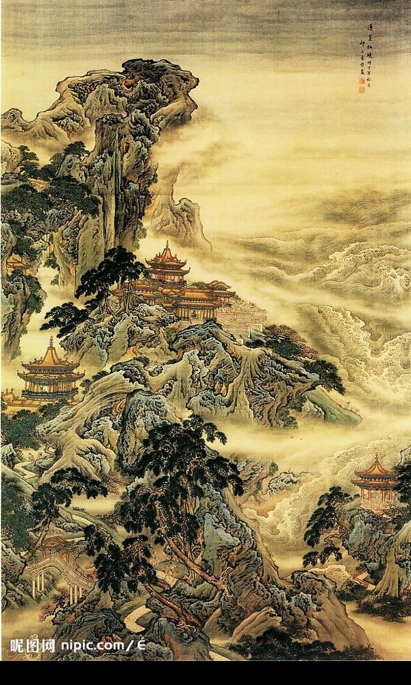 大海仙山图图片