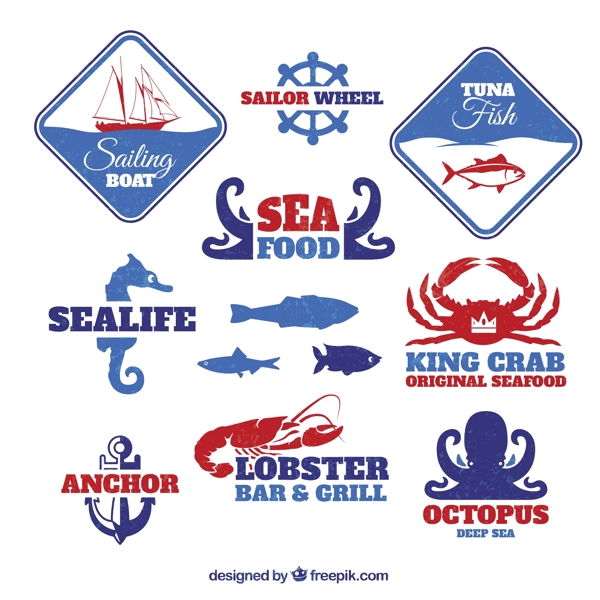 海洋食品的徽章