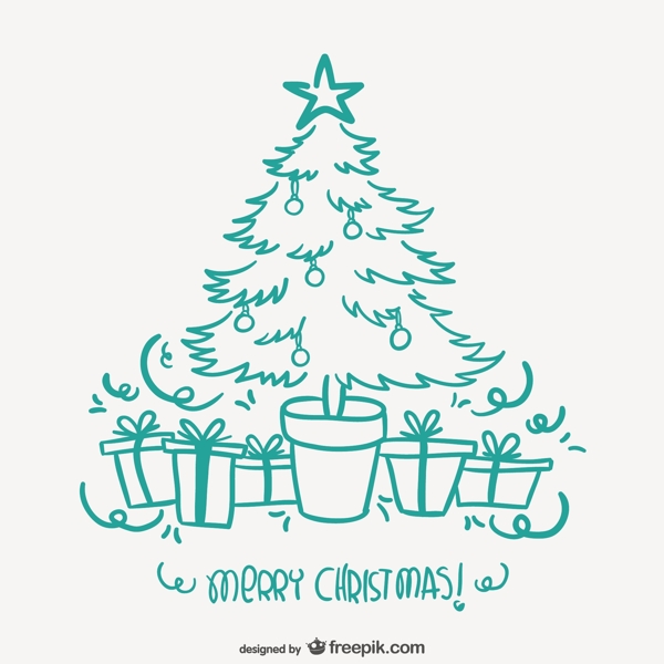 圣诞卡和画树
