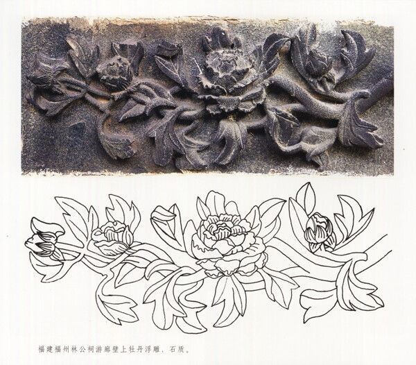 古代建筑雕刻纹饰草木花卉牡丹月季30