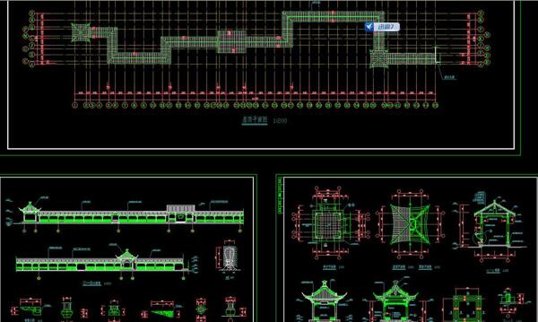 古建长廊建筑施工图