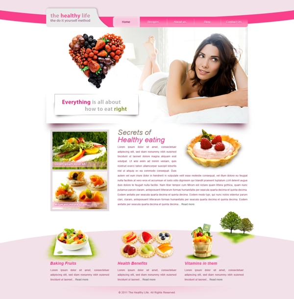 经典国外女性水果护肤网站PSD分层素材