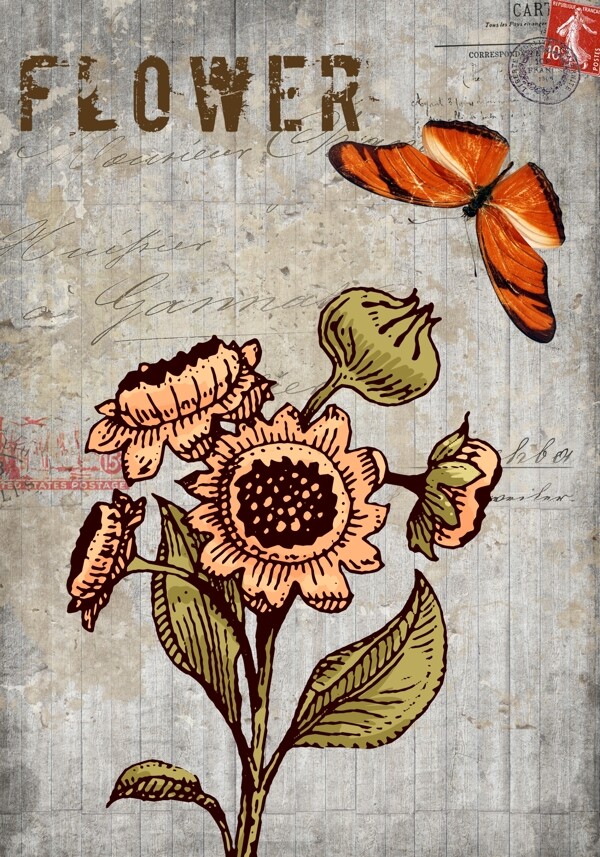 古典手绘花卉装饰画