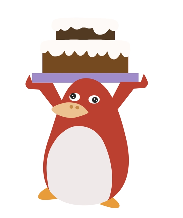 举着生日蛋糕企鹅