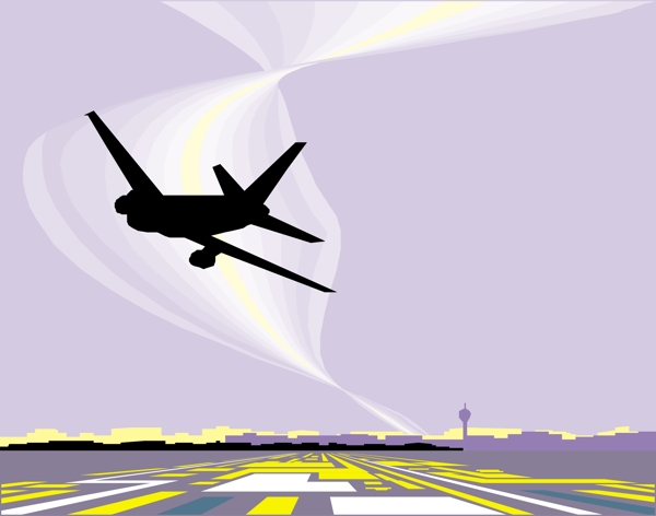 印花矢量图交通飞机色彩紫色免费素材