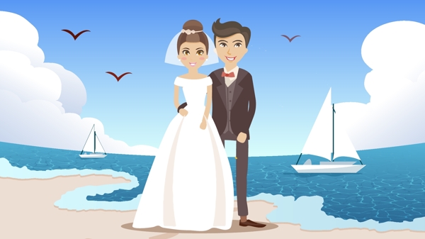 海边婚礼矢量插画