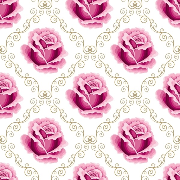 紫色玫瑰花蕾丝矢量背景