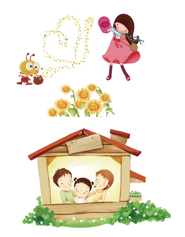 卡通一家人蜜蜂图片
