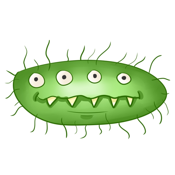 拟人卡通绿色细菌插画