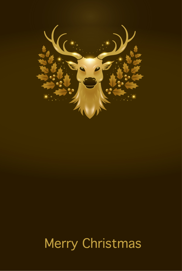 金色驯鹿头像圣诞海报背景素材