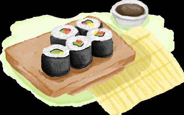 清新手绘日式料理料理美食装饰元素