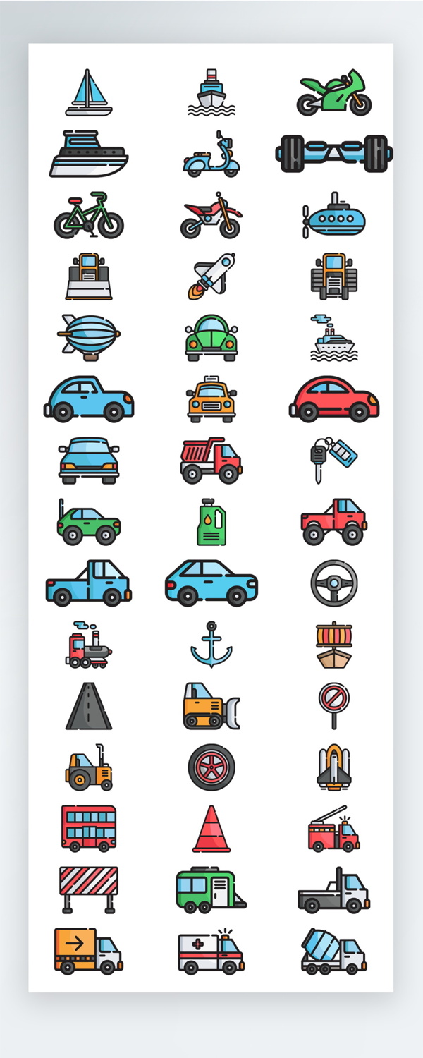 彩色交通工具汽车拟物图标矢量AI素材icon