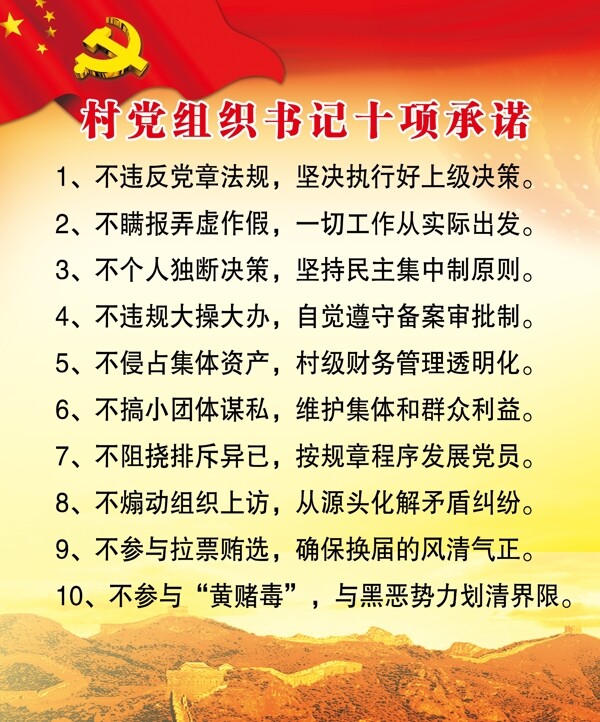 村党组织书记十项承诺