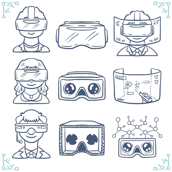 手绘VR虚拟现实眼镜