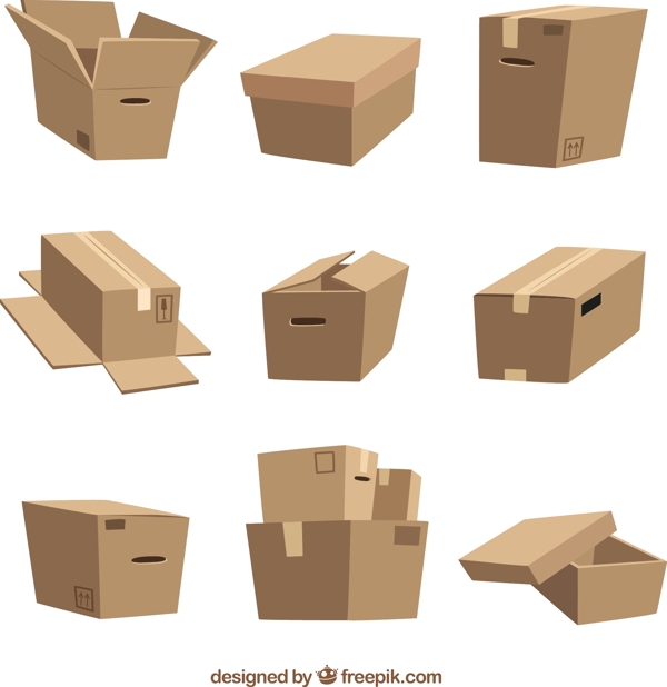 创意纸箱子矢量图图片