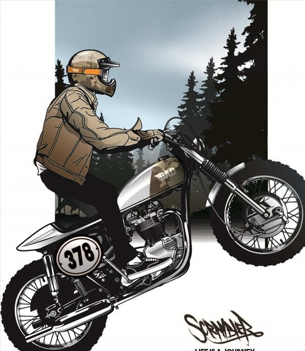 卡通摩托车图片