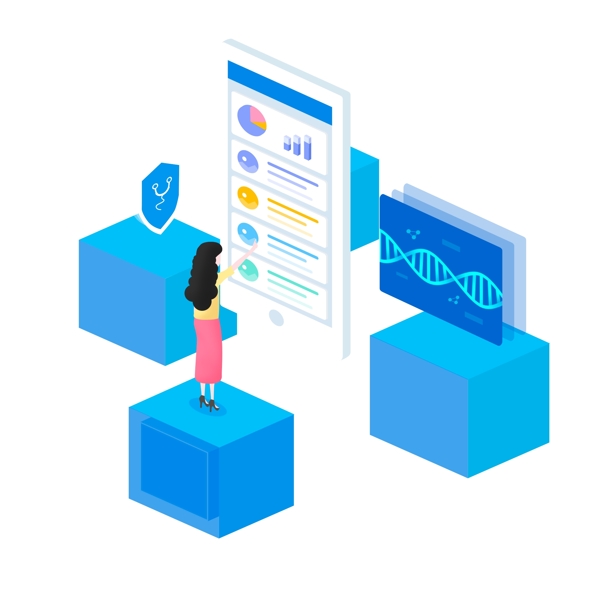 2.5d立体科技风医疗管理操作平台元素