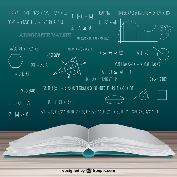 摊开的书本和数学公式