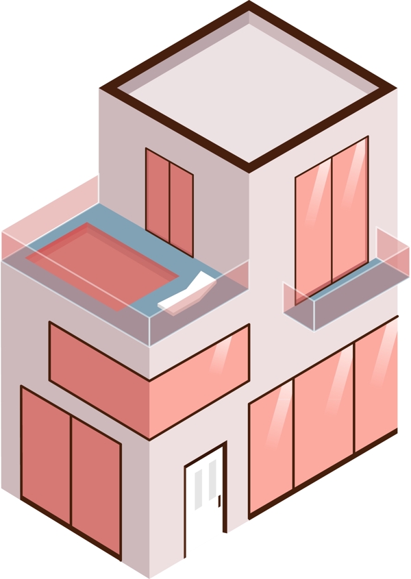 2.5D风格三层建筑元素可商用