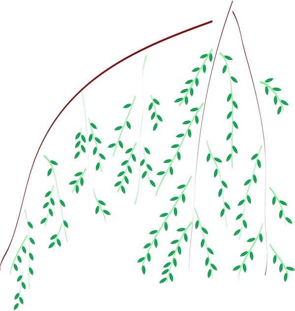 简约绿色柳条可商用元素
