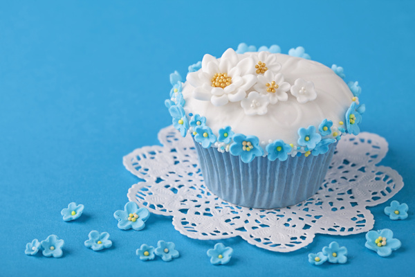 蓝色小花蛋糕