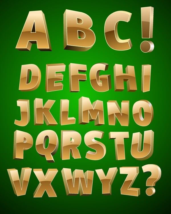 金色3d字母图片
