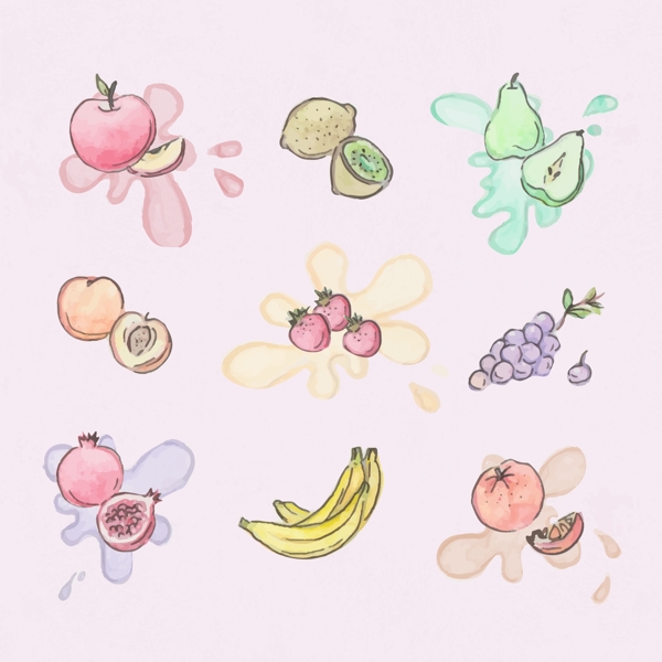 水彩绘水果插画