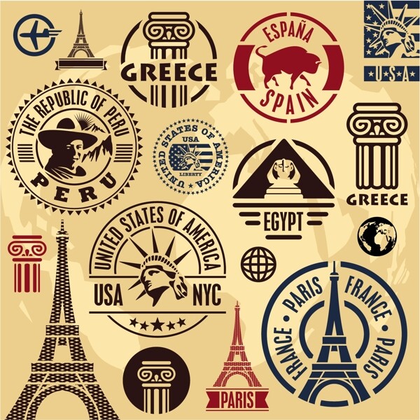 世界各国标志印章邮戳