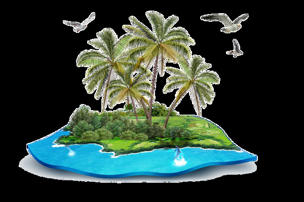 热带海岛模型透明素材