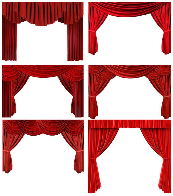 6个红色舞台幕布高清图片
