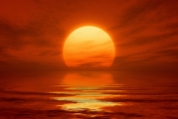 海面上的落日图片