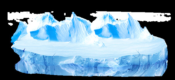 蓝色冰川山峰png元素