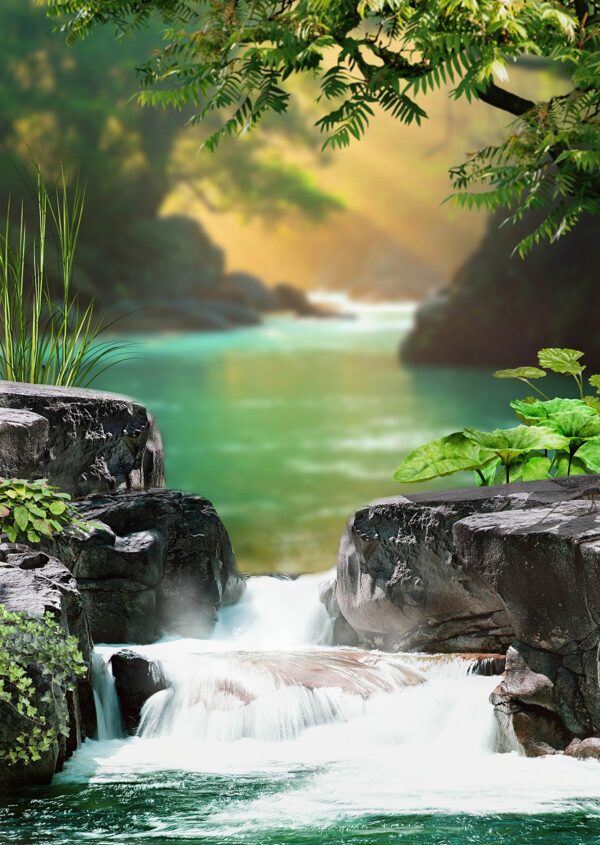 美丽瀑布河流风景图片