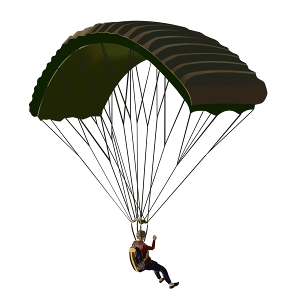 手绘乘坐降落伞的人物设计可商用元素