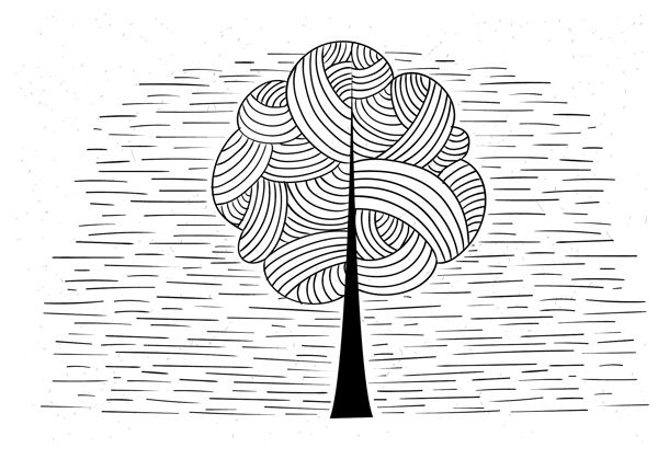 创意手绘树木插画