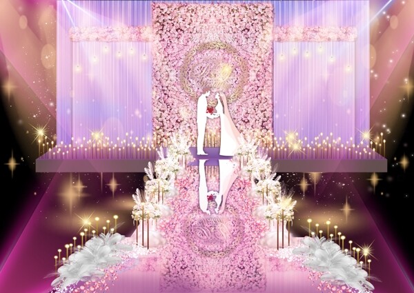 粉紫婚礼效果图