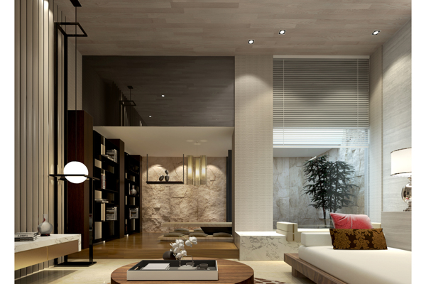 中式时尚客厅白色布艺沙发室内装修效果图