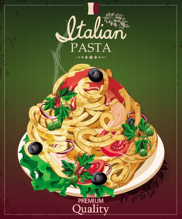 复古的意大利面食菜单覆盖向量04