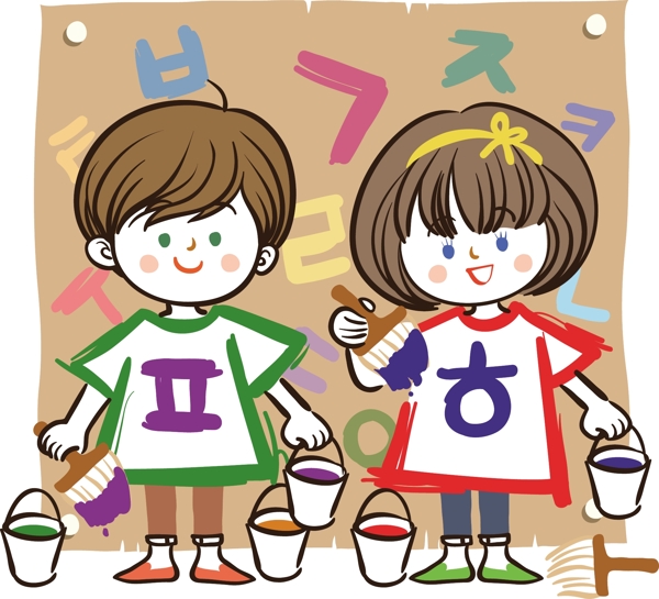 孩子学习韩语图片