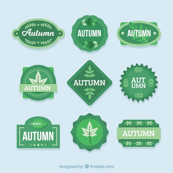 绿色包装的秋季标签