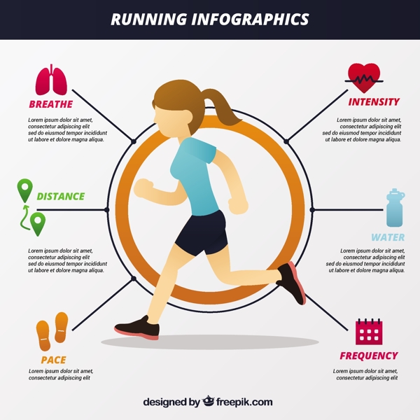 女孩跑步信息图形元素矢量素材