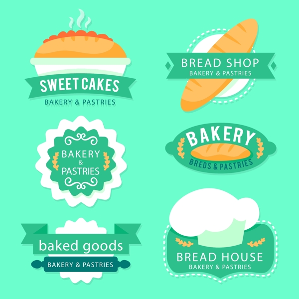 绿色主题的面包店标志素材