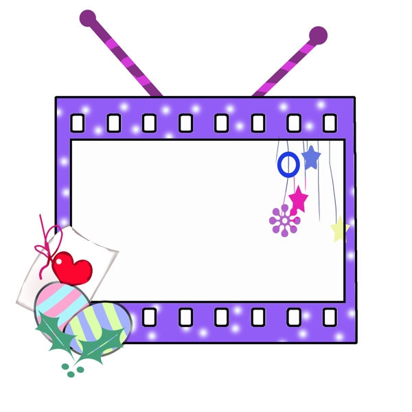 紫色卡通收音机边框
