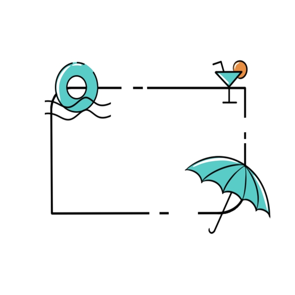 可爱雨伞卡通边框手绘插画