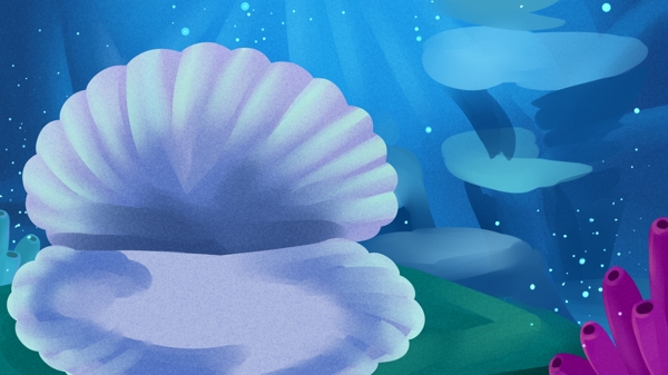 浅蓝色海洋贝壳背景素材